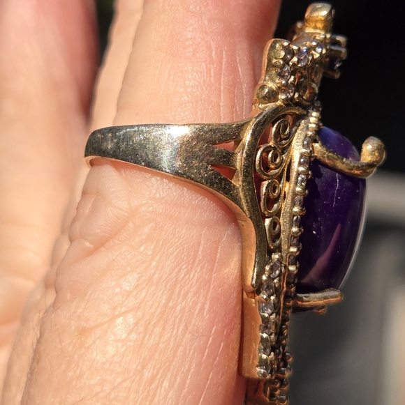 Sugilite Topaz & Amethyst Sterling & Gold Ring Sz6.75 - Picture 7 of 10